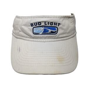 Bud Light Sun Visor Cap Beige One Size Adjustable Embroidered Lightweight